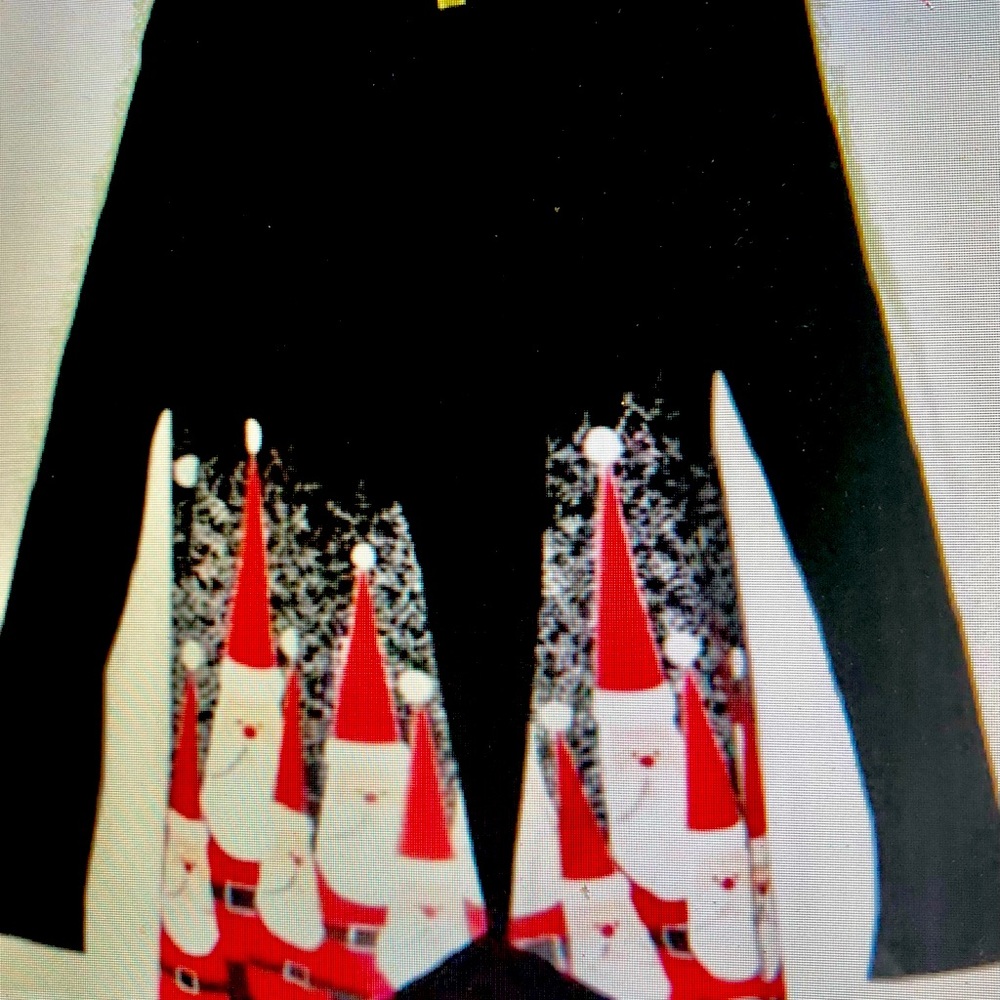 Hallmark black bowling pin Santa cardigan small